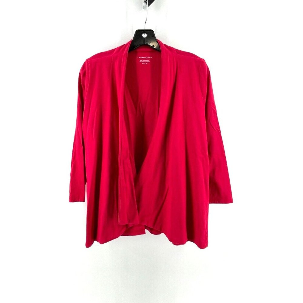 Charter Club Women's Red Long Open Drape Front Cardigan Duster Top Size Medium